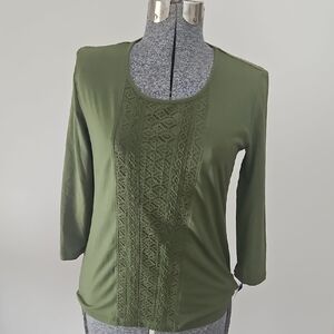 Rebecca Malone Crochet Front Blouse